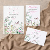 Spring Green Butterfly Floral Wedding Kaart (Personaliseer de collectie van deze zelfstandige maker.)