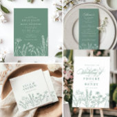Spring Green Elegant Boho Wildflower Wedding Servet