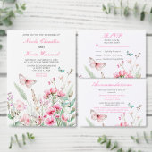 Lente Roze Vlinder Bloemen Huwelijk Save The Date (Personaliseer de collectie van deze zelfstandige maker.)
