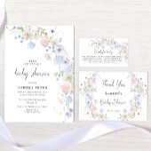 Roze Paarse Wildflower Baby shower Luier Raffle Informatiekaartje