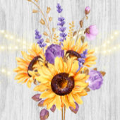 Spring Sunflower en Paars Peony Wedding Bedankkaart