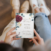 Bourgondische Rozen en modern Save the Date Kaart