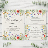 Spring Wild Flower Meadow Wedding Drieluik Aankondiging (Personaliseer de collectie van deze zelfstandige maker.)