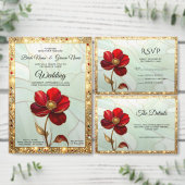 Glas-in-lood Rode Bloem Planner (Personaliseer de collectie van deze zelfstandige maker.)