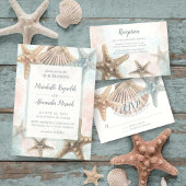 Starfish Seashell Nautical Ocean Wave Wedding Menu