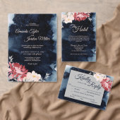 Sterrennacht Floral Weddenschap in één uitnodiging (Personaliseer de collectie van deze zelfstandige maker.)