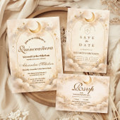 Starry Night Gold Quinceañera Kaart