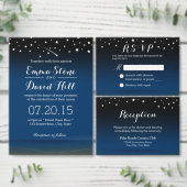 Elegant Blue Sterrennacht Wedding Save the Date Aankondigingskaart (Personaliseer de collectie van deze zelfstandige maker.)