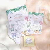 Stomp, Chomp en Roar Dinosaur Boys Birthday Party Poster