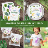 Stomp Chomp Roar Dinosaurus 3e Verjaardagsfeest Spandoek