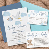 Beren Baby shower, Baby Boy, Blue Hearts Bedankkaart
