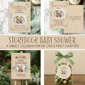 Verhalenboek Teddy Bear Sage Tan  Baby shower Bedankkaart