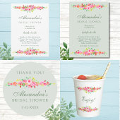 Blush roze aardbeien en pioen Vrijgezellenfeest Kaart