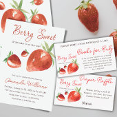 Aardbeienbessen Zoet Rood Baby shower Luierspel Informatiekaartje