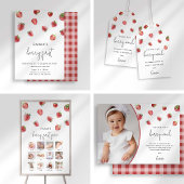 Aardbei 1e verjaardag Uitnodiging eerste Berry Swe