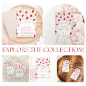 Aardbei Sweet rustieke luier Baby meisje douche Informatiekaartje