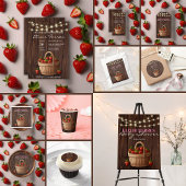 Aardbei Sweet Wood Basket Baby shower Etiket