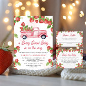 Cute Strawberry Truck Berry Sweet Baby shower All In One Uitnodiging