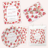 Aardbei Waterverf Verjaardagsfeestuitnodiging Briefkaart