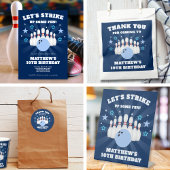 Boy's Navy Blue Bowling Verjaardagsfeest Papieren Bordje