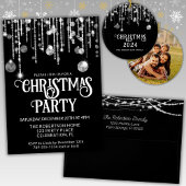 Zwart-wit String Lights Kerstfeest Kartonnen Onderzetters