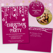 Roze Wit String Lights Kerstvakantie Kaart