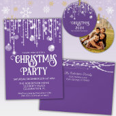 Paarse String Lights Kerstfeest Kartonnen Onderzetters