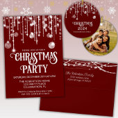 Rode Witte Slingerlichtjes Kerstvakantie Feest  Kaart