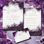 Bruiloft | Vet Roze Tourmaline en kristalgeode Kaart