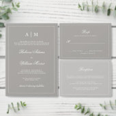 Eenvoudig wit en grijs bruiloft Monogram Uitnodigingen Wikkel (Personaliseer de collectie van deze zelfstandige maker.)