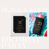 Stijlvol Elegant Zwart & Goud 21e Verjaardagsfeest Kaart
