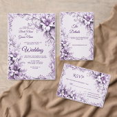 Stijlvolle Paarse Bloemen Verloving Uitnodiging (Personaliseer de collectie van deze zelfstandige maker.)