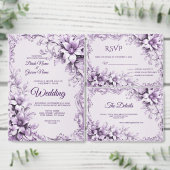 Stijlvolle Paarse Bloemen Verloving Uitnodiging (Personaliseer de collectie van deze zelfstandige maker.)