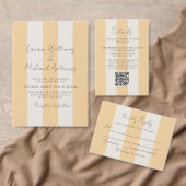 Yellow and Off-White Cabana Stripes Wedding Kaart (Personaliseer de collectie van deze zelfstandige maker.)