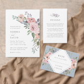 Subtiele Waterverf Rozen | Bruiloft Welkom Programmakaart (Personaliseer de collectie van deze zelfstandige maker.)