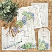 Succulents Row and Rustic Wood Wedding ID515 Post-it® Notes