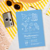 Zomer Handgetekende Blauwe Strand Bruiloft Feest Bedankjes Labels