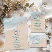 Summer Blue Ocean Beach Wedding Save The Date