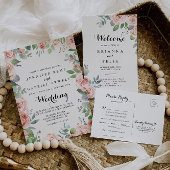 Summer Breeze Floral Calligraphy Wedding All In One Uitnodiging