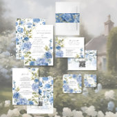 Modern Elegant Blauw In Wit Lente Bloemen Bruiloft Kartonnen Onderzetters