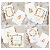 Zomer Tuin Waterverf Bloemige Bruiloft Kaart