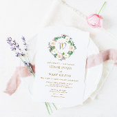 Summer Lush Bloom Waterverf Monogram Weddenschap Kaart