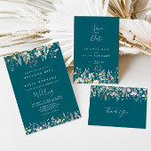 Zomer Multicolor Wildflower Green Save the Date Briefkaart