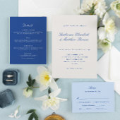 Golvend blauwe kusthuwelijk menu