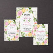Summer Pink and Yellow Flowers and Foliage Vierkante Sticker (Personaliseer de collectie van deze zelfstandige maker.)