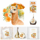 Summer Vibes Waterverf Llama - Happy Birthday Ronde Sticker