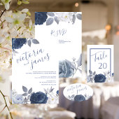 Zomer bruiloft Helder Blauw Bloemen bruiloft Kaart