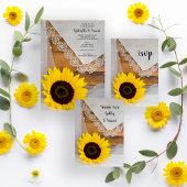 Rustic Sunflower en Lace Country Dank u Bedankkaart