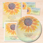 Waterverf Zonnebloem Baby shower Uitnodiging Briefkaart