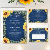 Navy Blue Sunflower Licht Rustic Wedding Save The Date